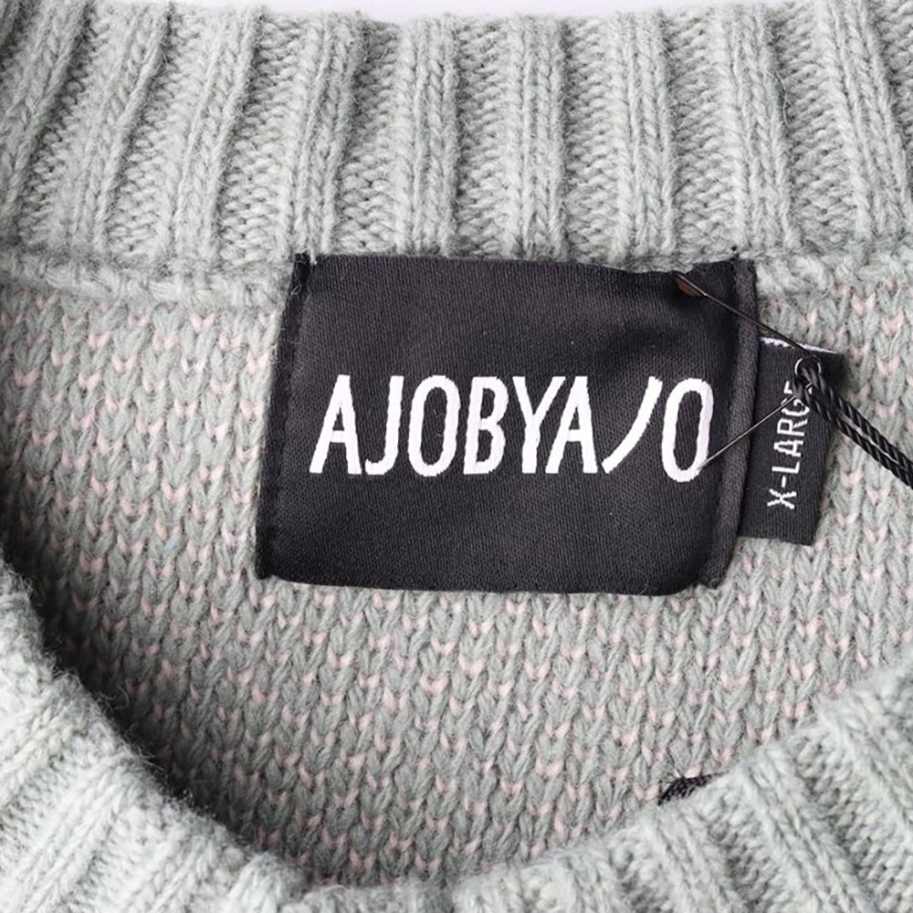 아조바이아조 슬로건 그린 울블랜드 니트 스웨터 이미지 5