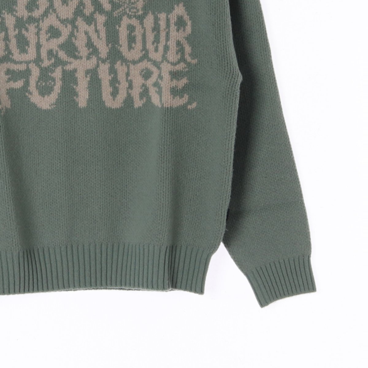 아조바이아조 그린 슬로건 울 니트 스웨터 이미지 3