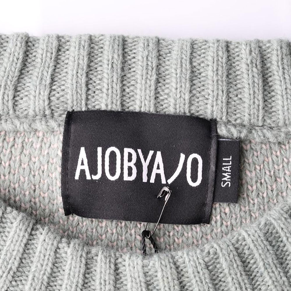 아조바이아조 그린 슬로건 울 니트 스웨터 이미지 5