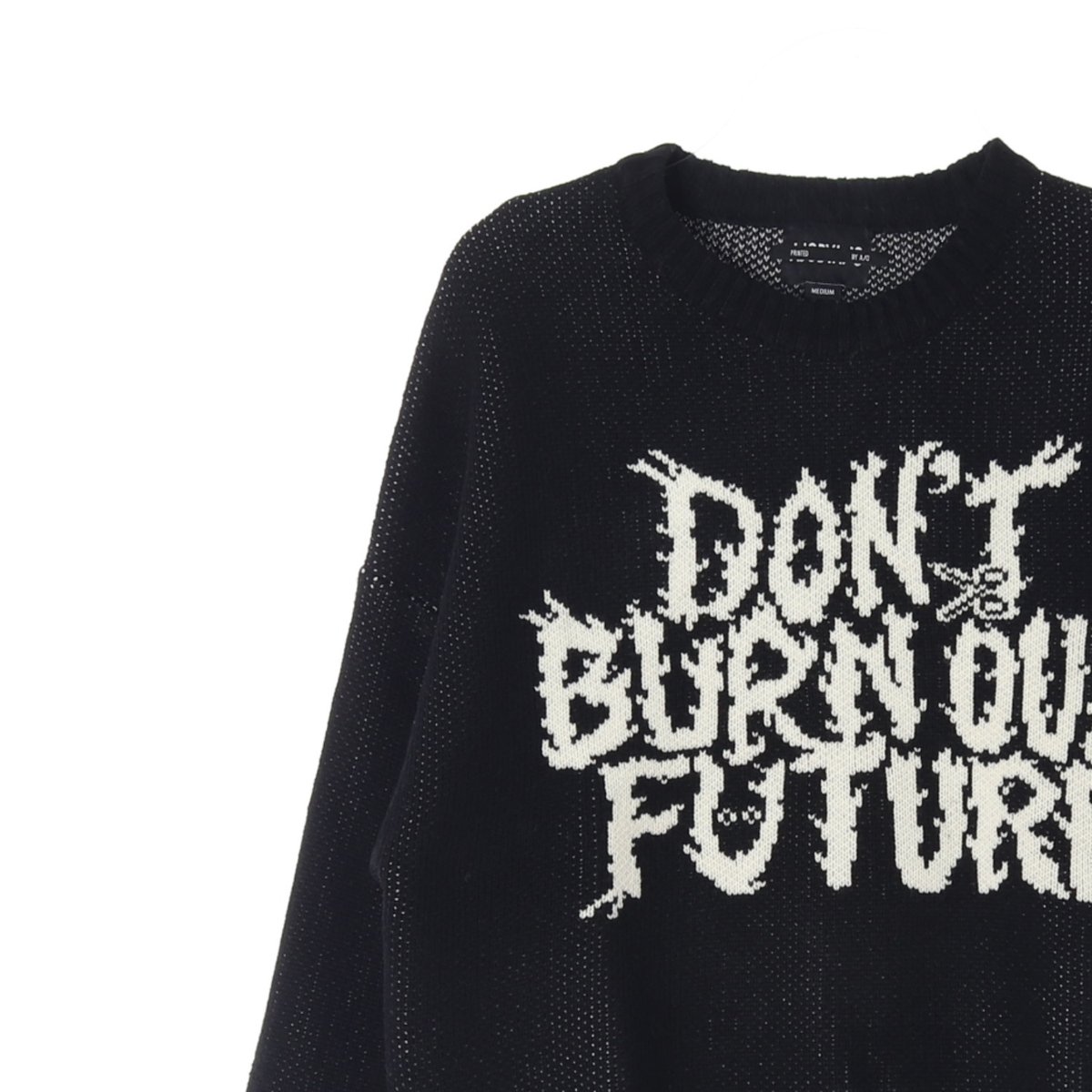 아조바이아조 블랙 슬로건 울 니트 스웨터 이미지 2