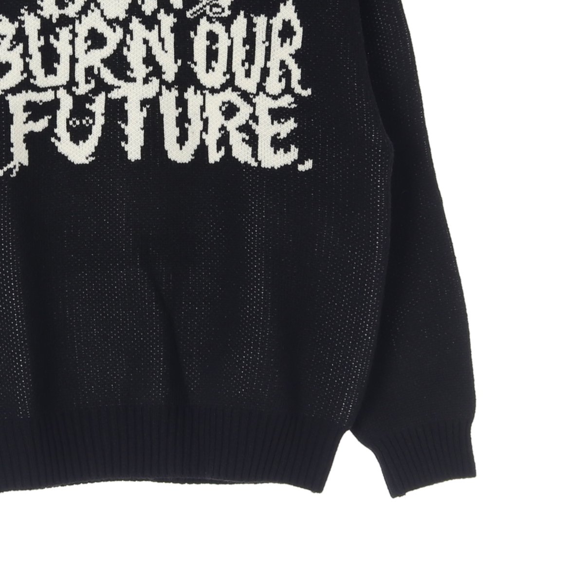 아조바이아조 블랙 슬로건 울 니트 스웨터 이미지 3