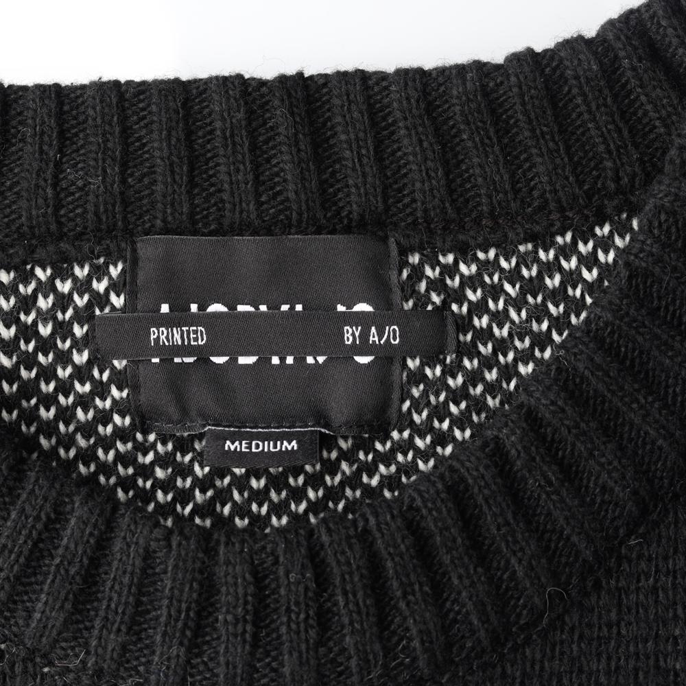 아조바이아조 블랙 슬로건 울 니트 스웨터 이미지 5