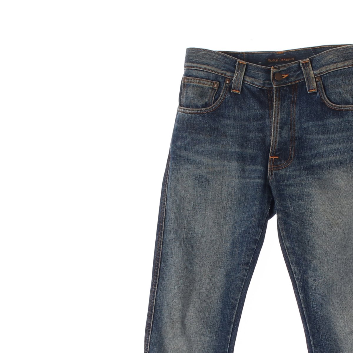 누디진 W30 진청 워싱 스트레이트 데님 청바지 이미지 2