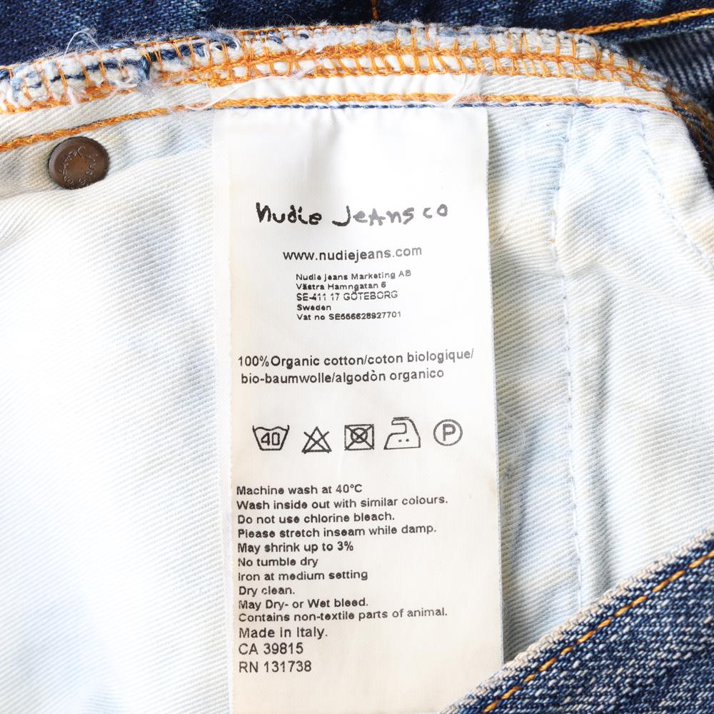 누디진 W30 진청 워싱 스트레이트 데님 청바지 이미지 6