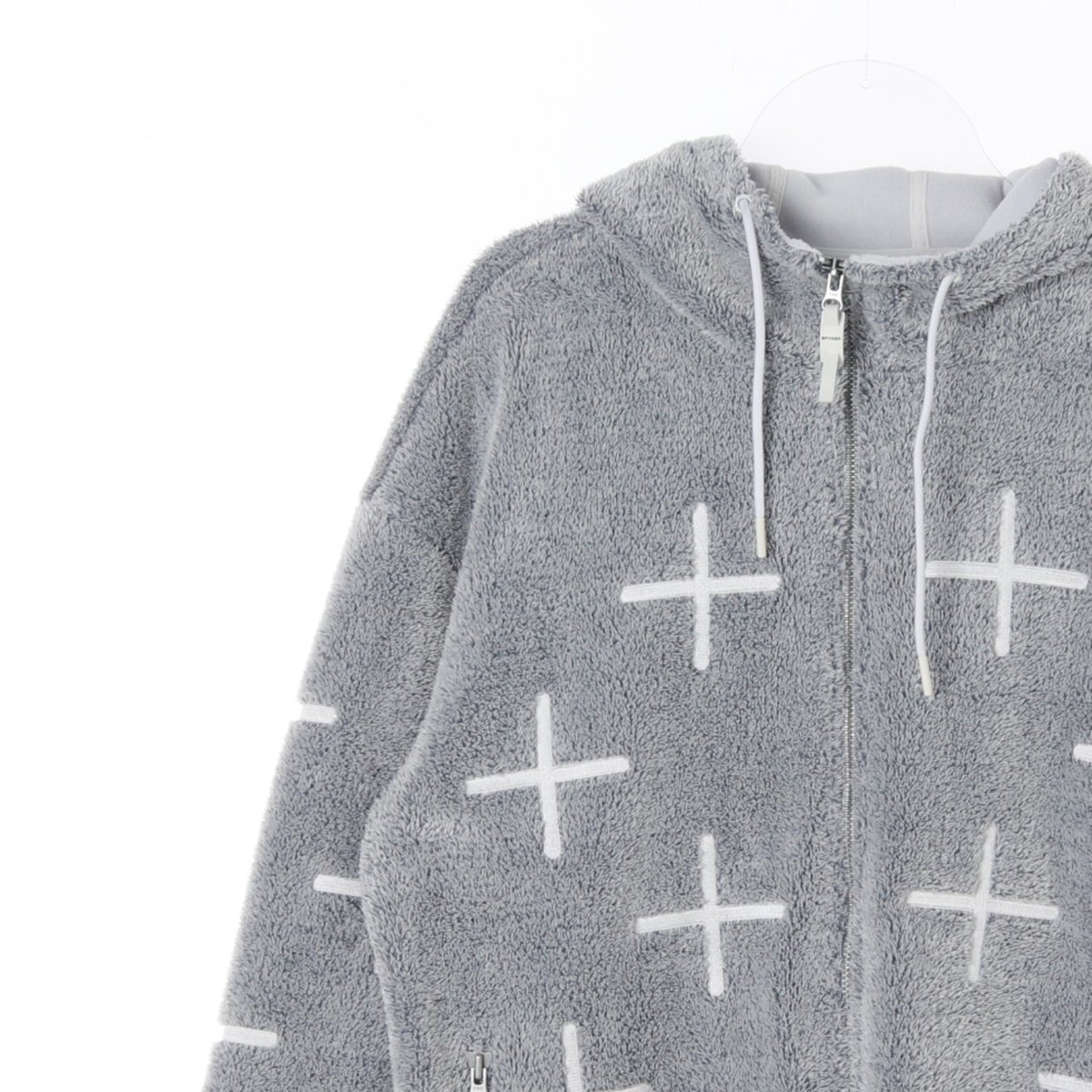 스파이더 그레이 자수 플리스 후드집업재킷 이미지 2