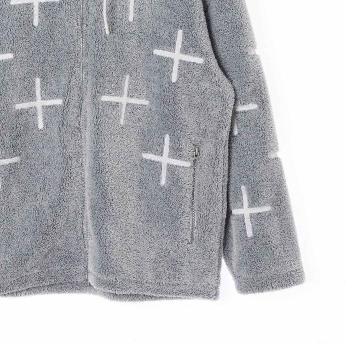 스파이더 그레이 자수 플리스 후드집업재킷 이미지 3