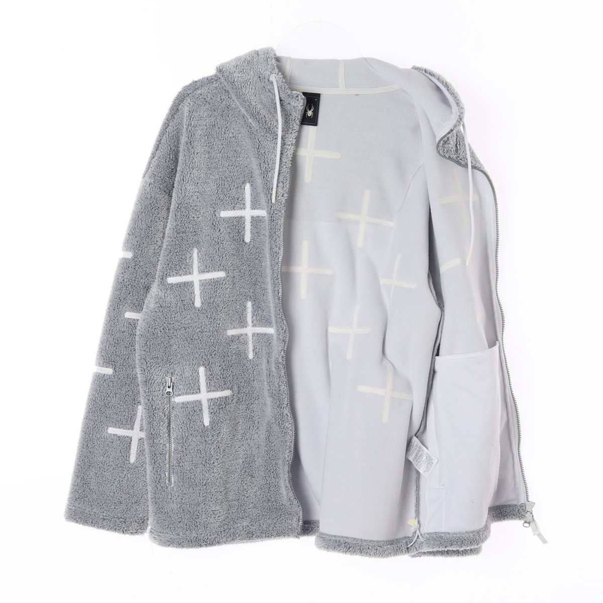 스파이더 그레이 자수 플리스 후드집업재킷 이미지 4