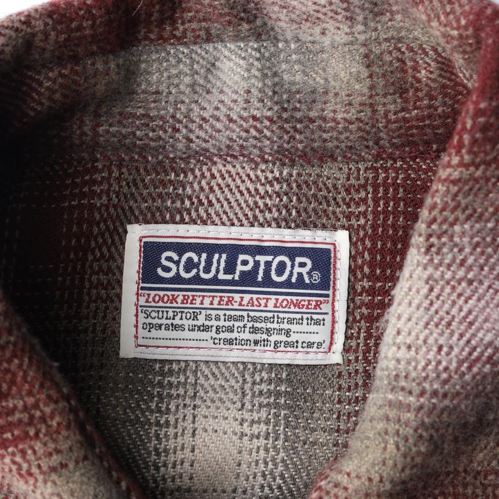 스컬프터 레드 브라운 체크 포켓 겨울 셔츠 이미지 5