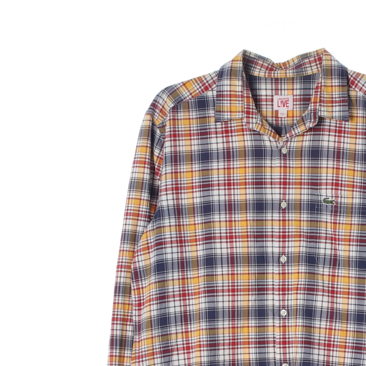 라코스테 라이브 체크 오픈카라 긴팔 셔츠 이미지 2