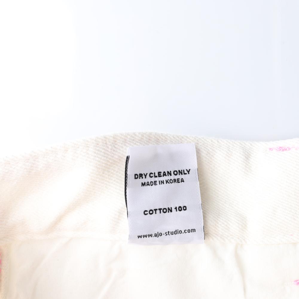 아조바이아조 화이트 핑크 스티치 데님 팬츠 이미지 6