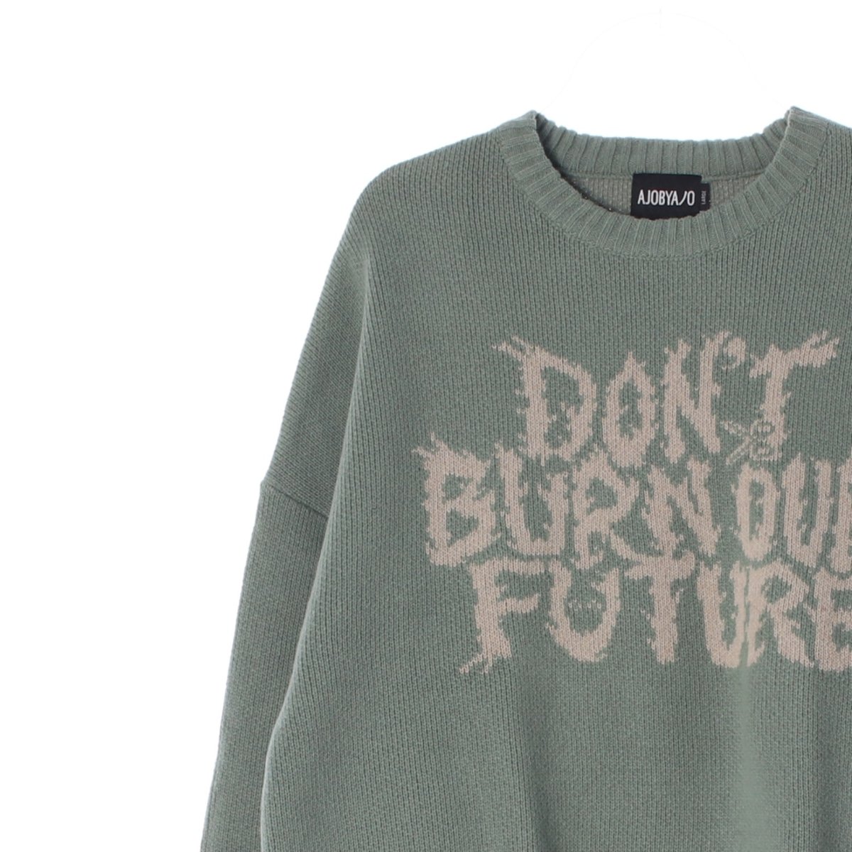 아조바이아조 그린 슬로건 울 니트 스웨터 이미지 2