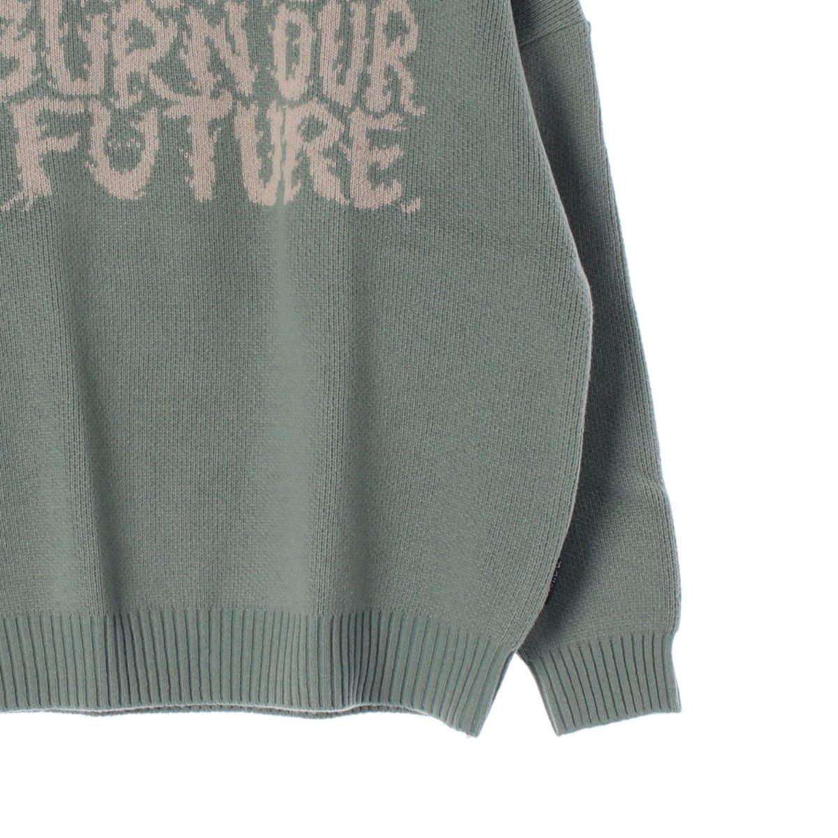 아조바이아조 그린 슬로건 울 니트 스웨터 이미지 3