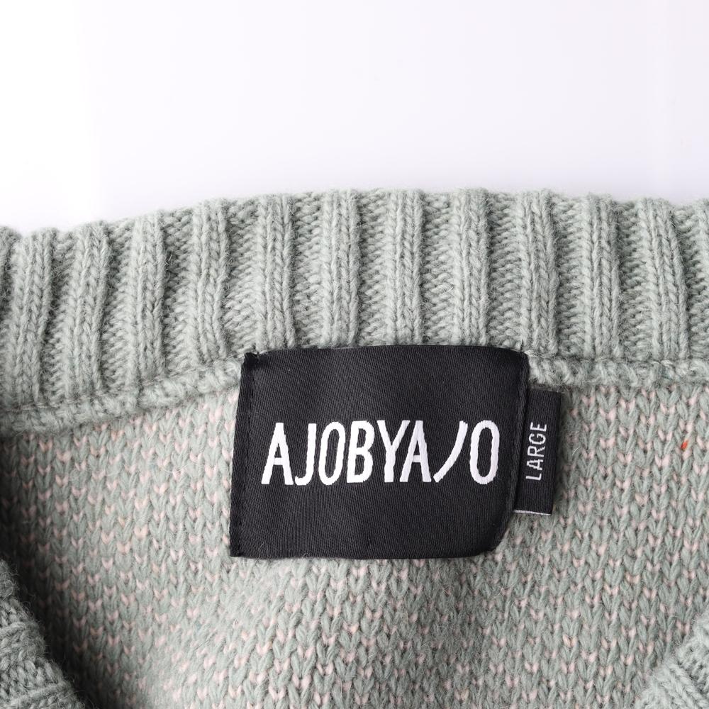 아조바이아조 그린 슬로건 울 니트 스웨터 이미지 5