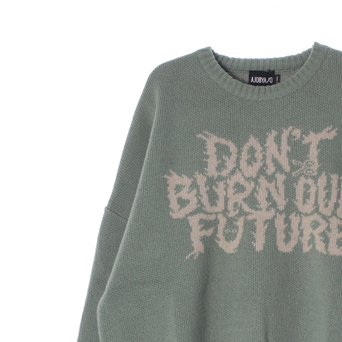 아조바이아조 슬로건 울니트 그린 스웨터 이미지 2