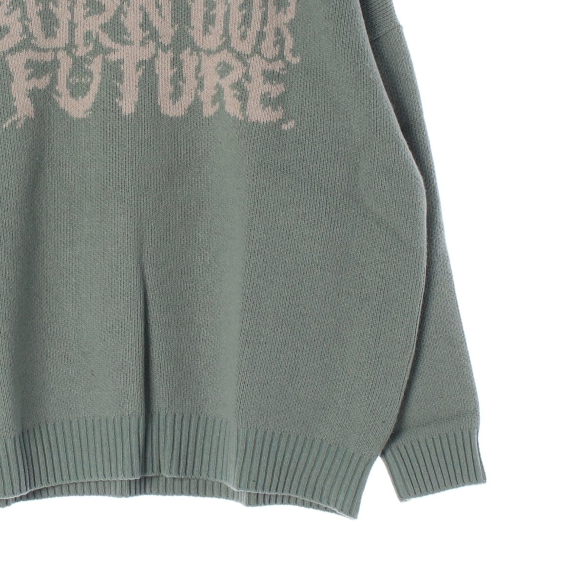 아조바이아조 슬로건 울니트 그린 스웨터 이미지 3