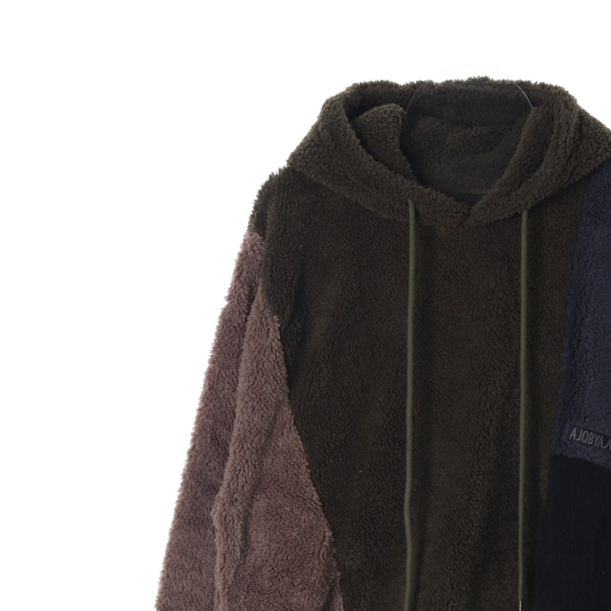 아조바이아조 다크배색 플리스 후드 티셔츠 이미지 2