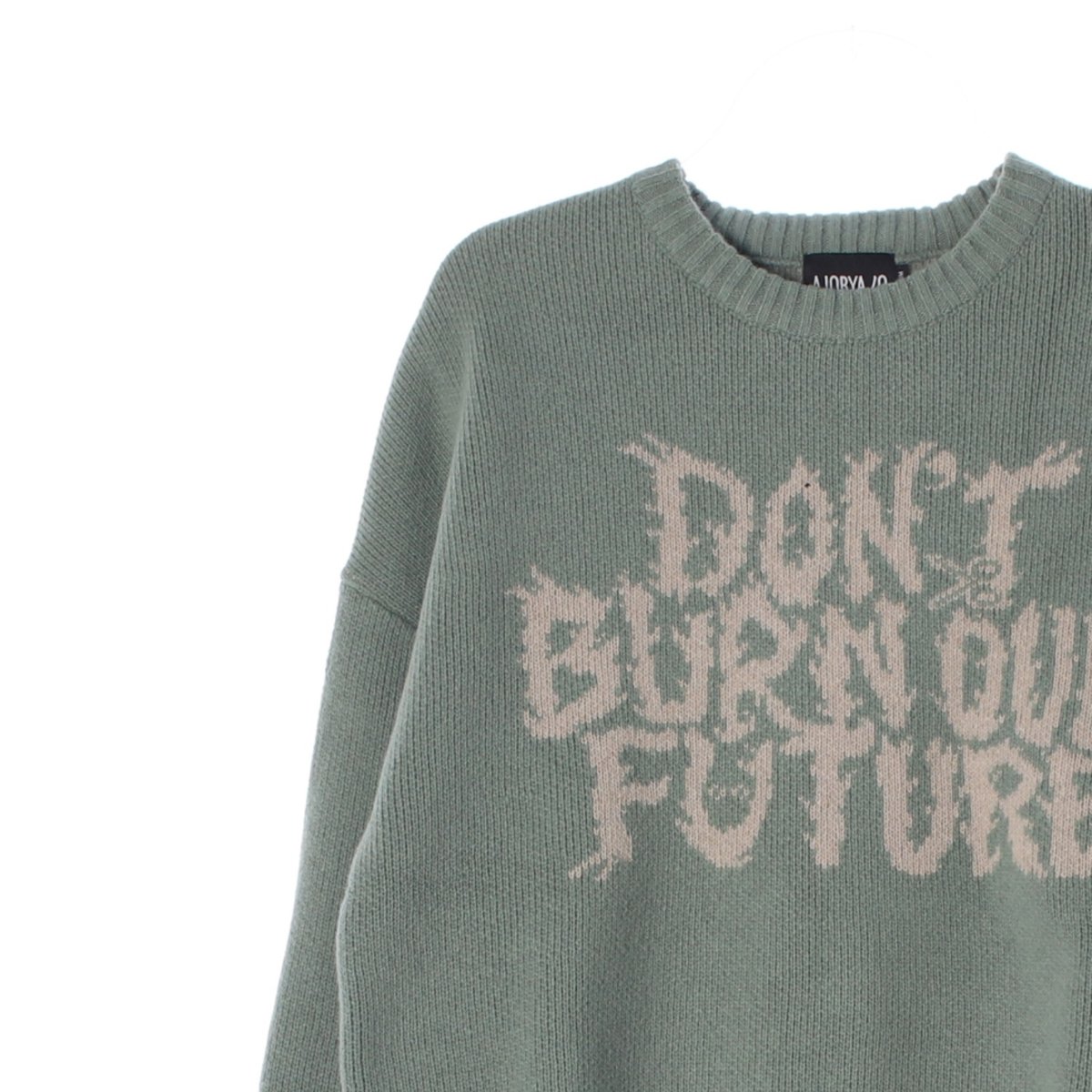 아조바이아조 그린 슬로건 스웨터 울니트 이미지 2