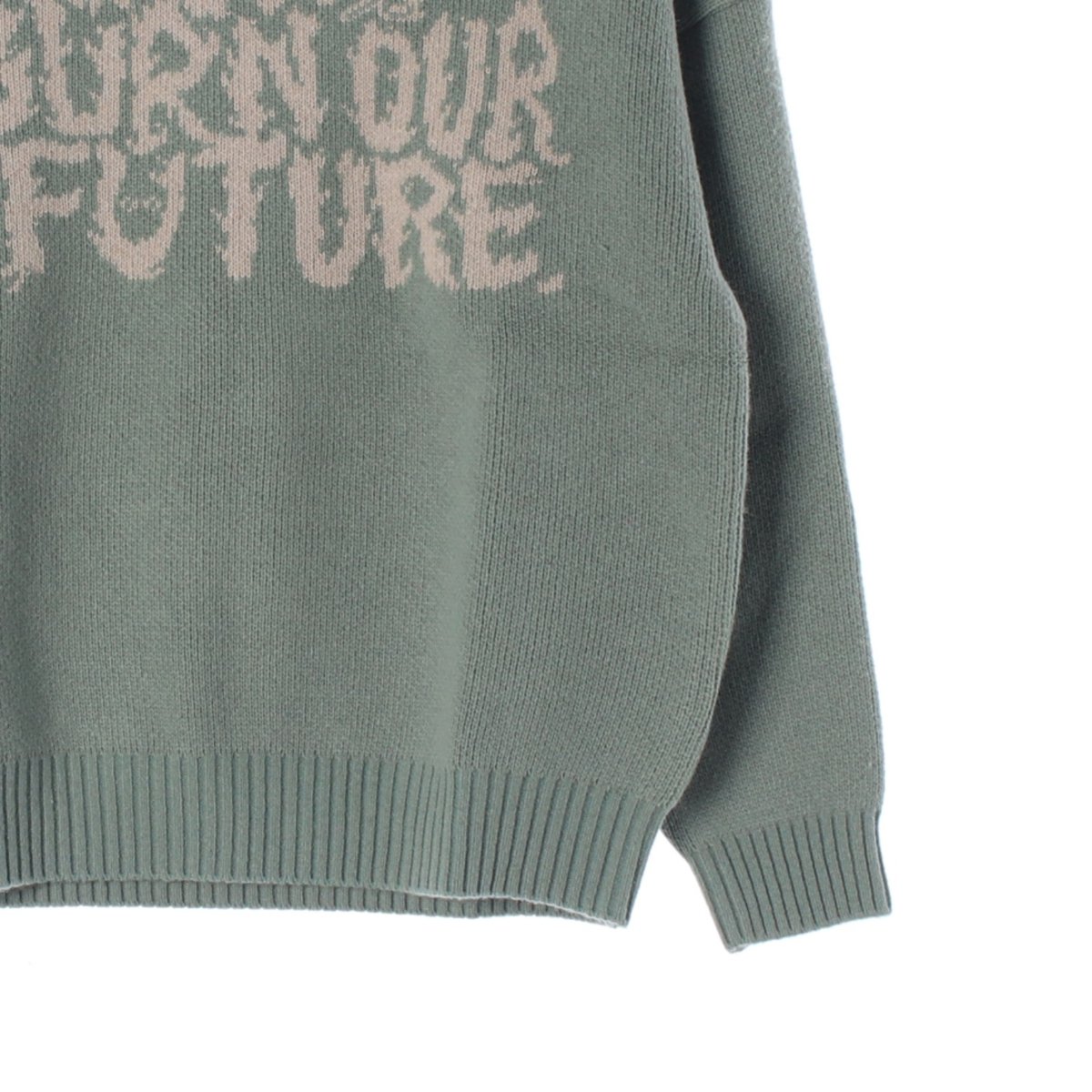 아조바이아조 그린 슬로건 스웨터 울니트 이미지 3