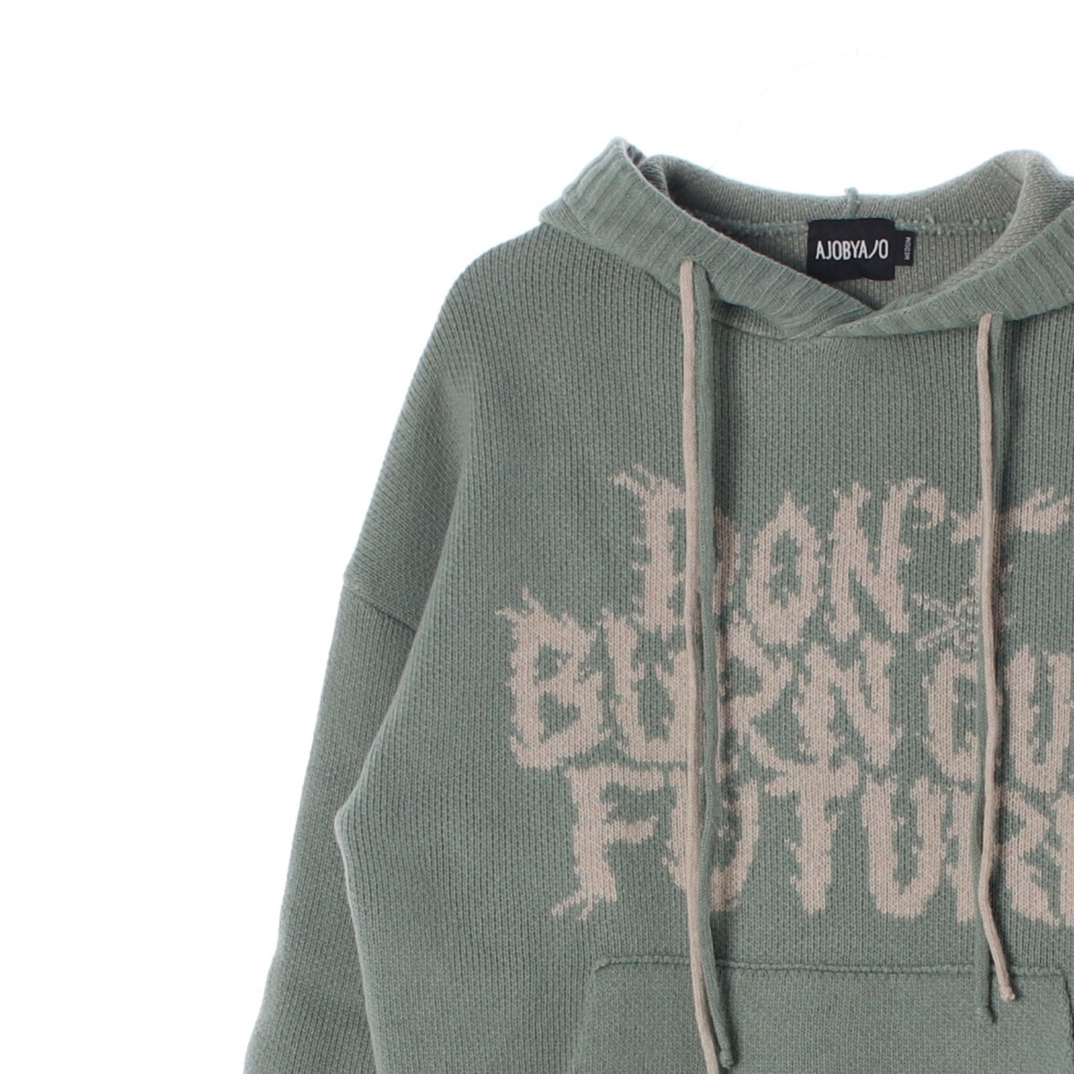 아조바이아조 그린 슬로건 울 후드 니트 스웨터 이미지 2