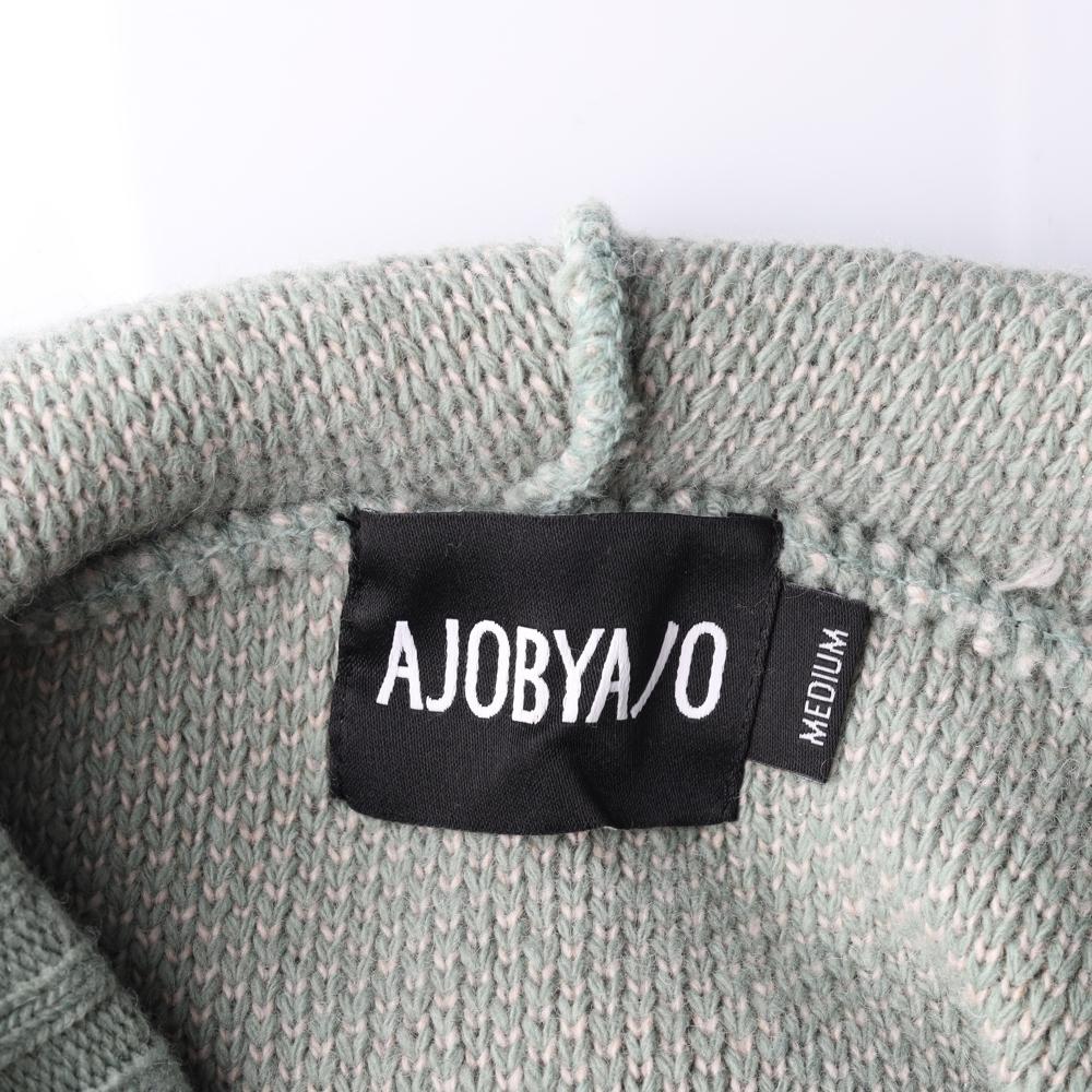 아조바이아조 그린 슬로건 울 후드 니트 스웨터 이미지 5