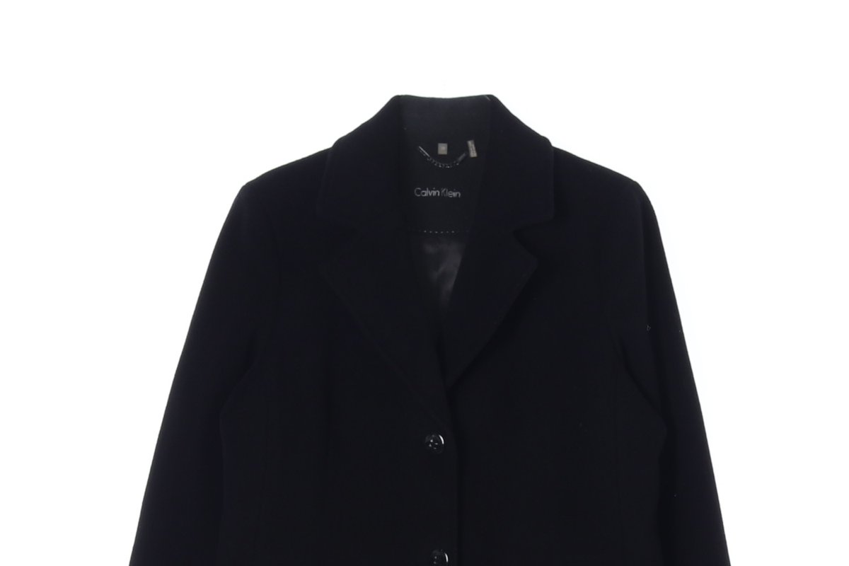 캘빈클라인 울캐시미어 블랙 로고 소매 싱글코트 이미지 2