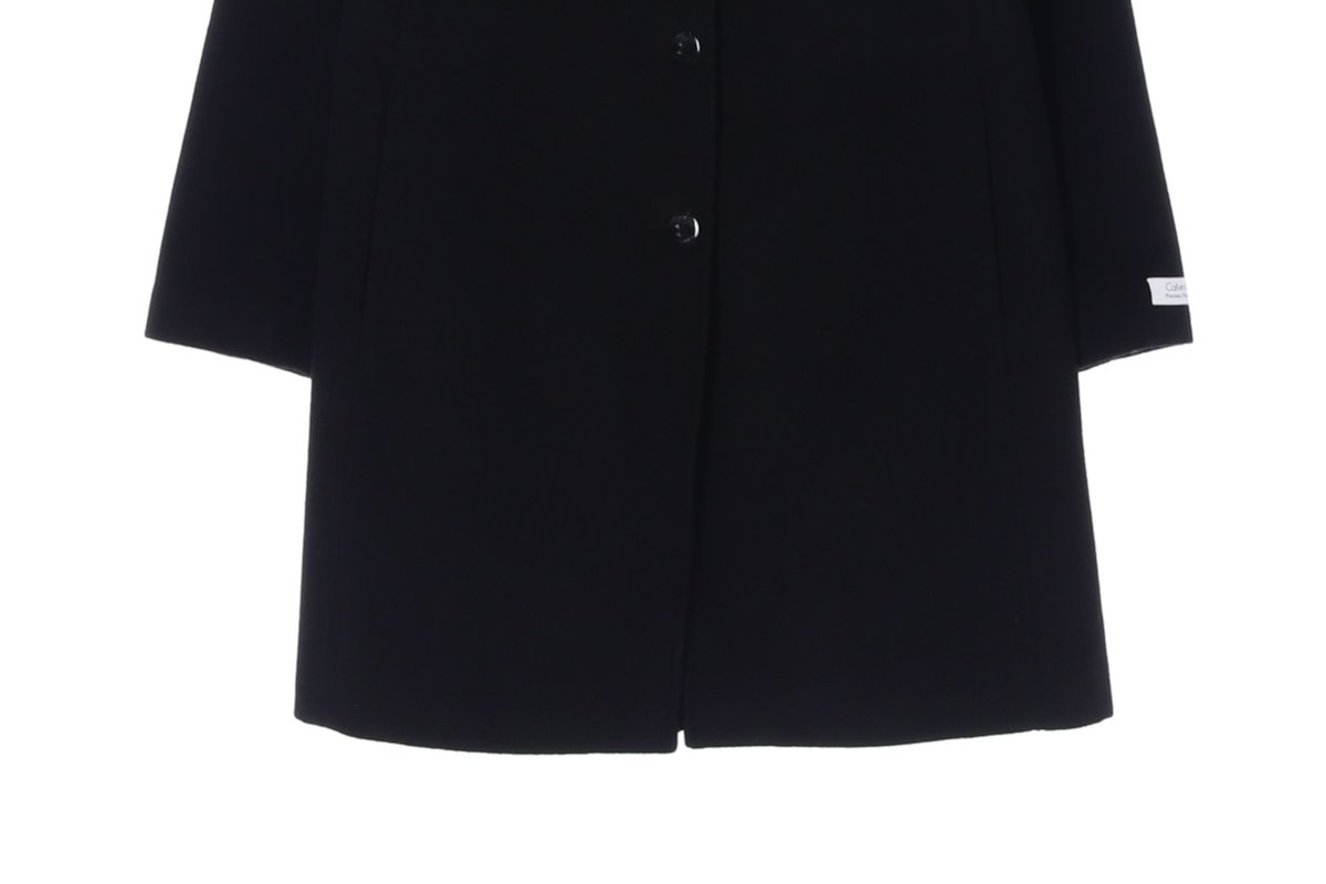 캘빈클라인 울캐시미어 블랙 로고 소매 싱글코트 이미지 3