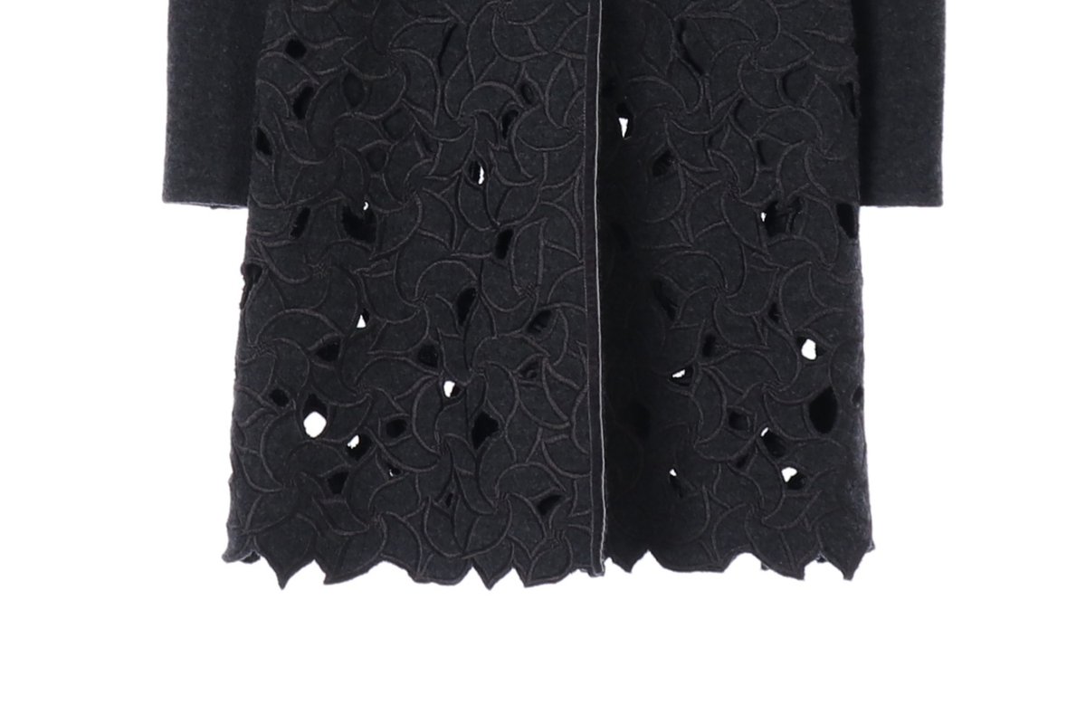 엠포리오 아르마니 울100% 레이스 배색 차콜 차이나카라 코트 이미지 4