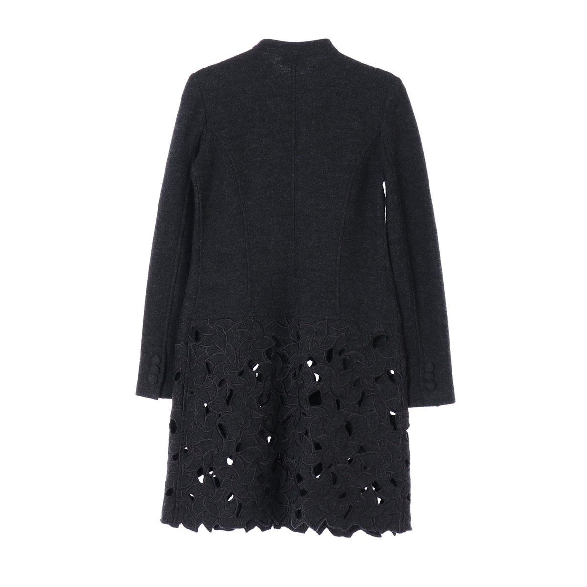 엠포리오 아르마니 울100% 레이스 배색 차콜 차이나카라 코트 이미지 6