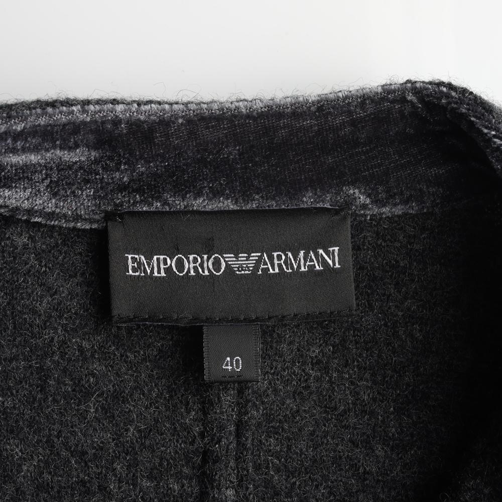 엠포리오 아르마니 울100% 레이스 배색 차콜 차이나카라 코트 이미지 7