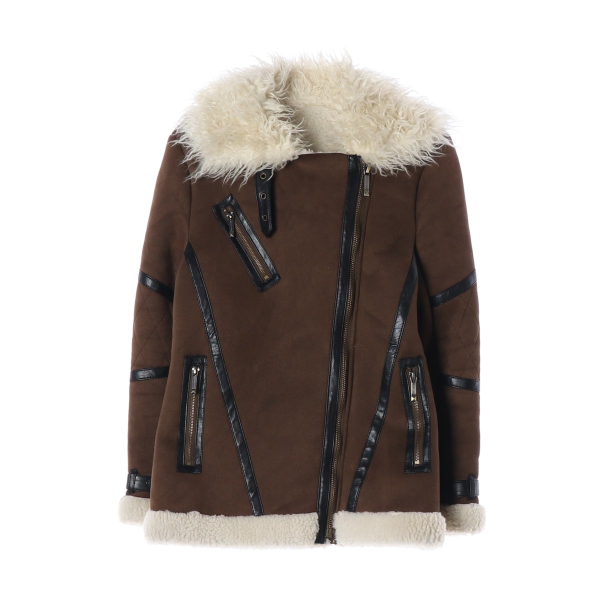 마이클 코어스 브라운 블랙 무스탕 퍼 재킷