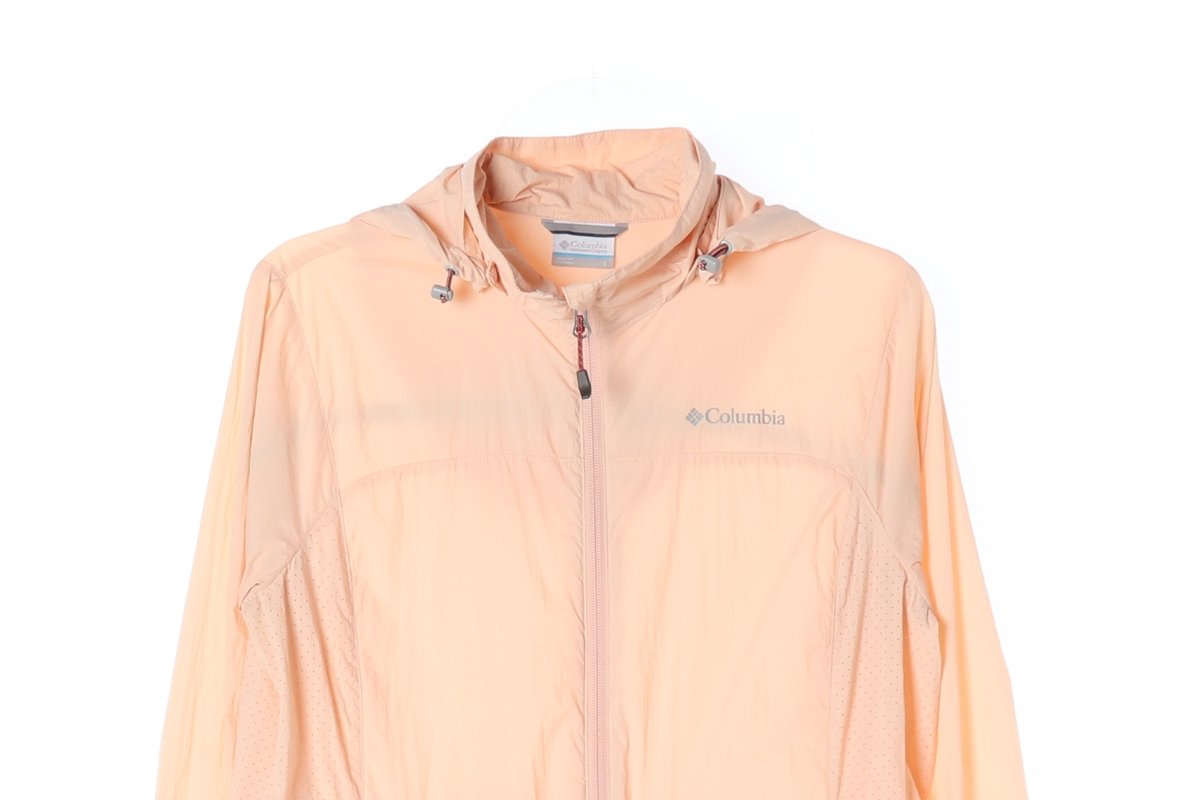 컬럼비아 코랄 살구 나일론 경량 바람막이 후드 집업 재킷 이미지 2