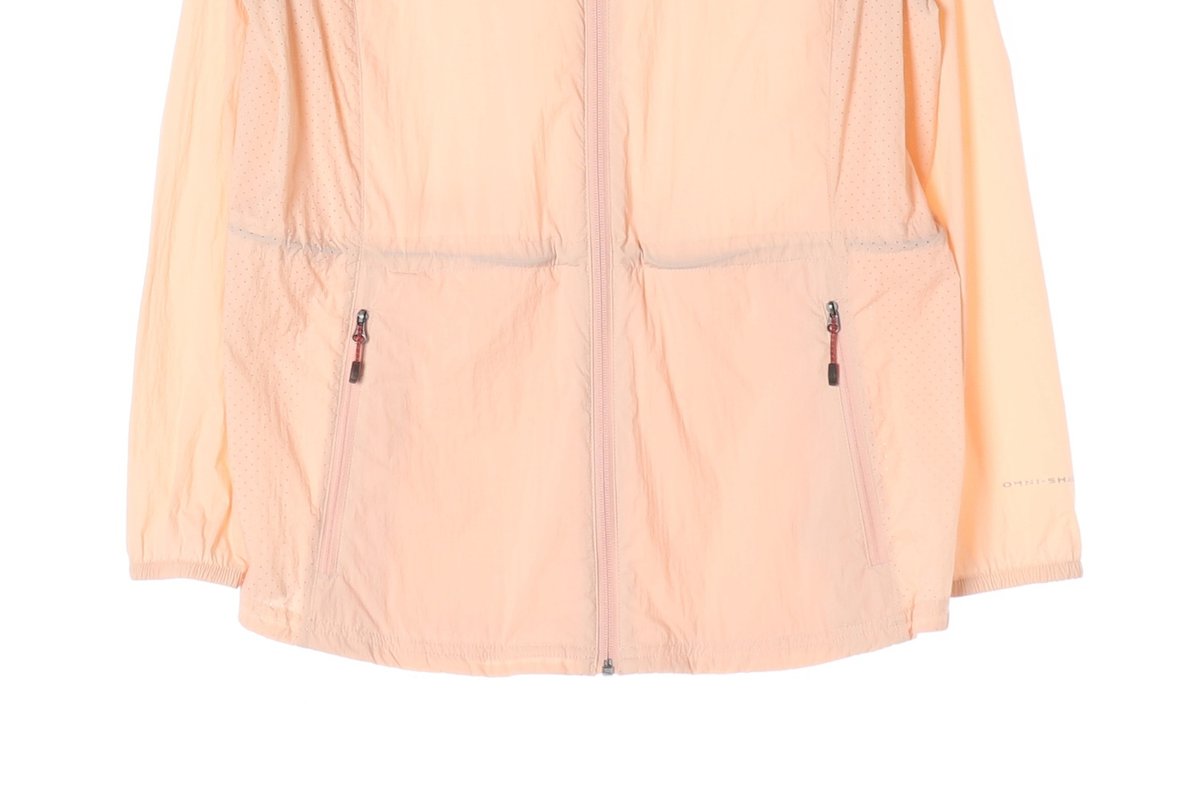 컬럼비아 코랄 살구 나일론 경량 바람막이 후드 집업 재킷 이미지 3