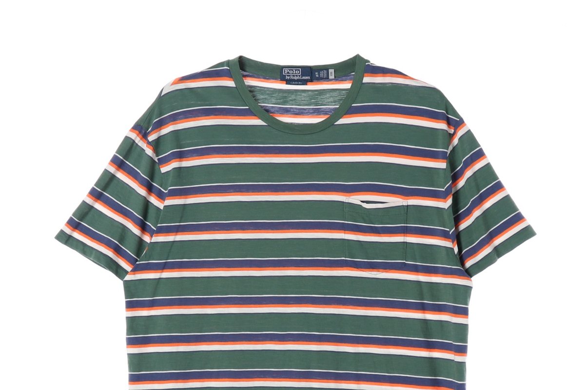 폴로 랄프 로렌 카키 스트라이프 포켓 반팔 티셔츠 이미지 2