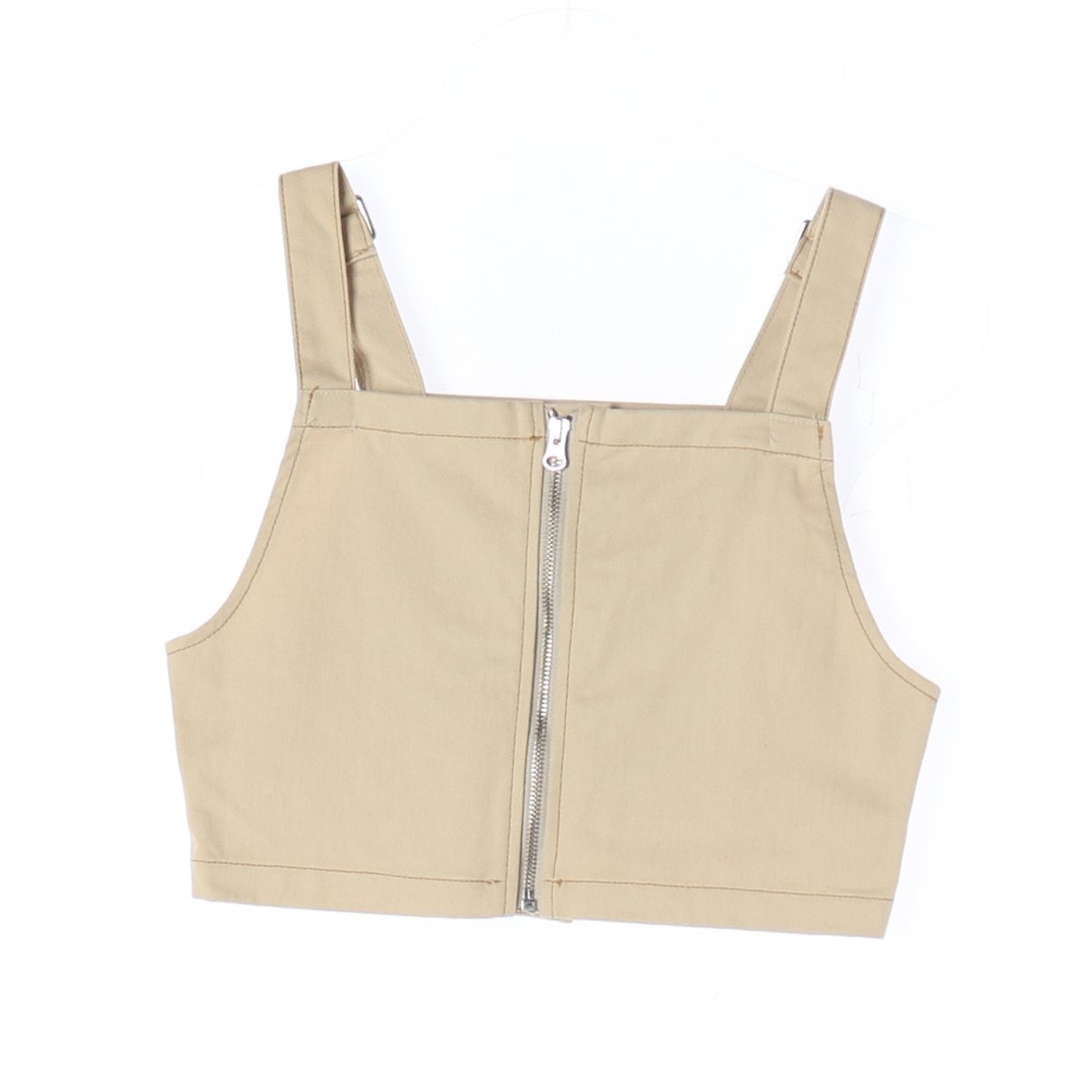 로맨틱 크라운 베이지 오버롤 크롭 뷔스티에 탑 이미지 4