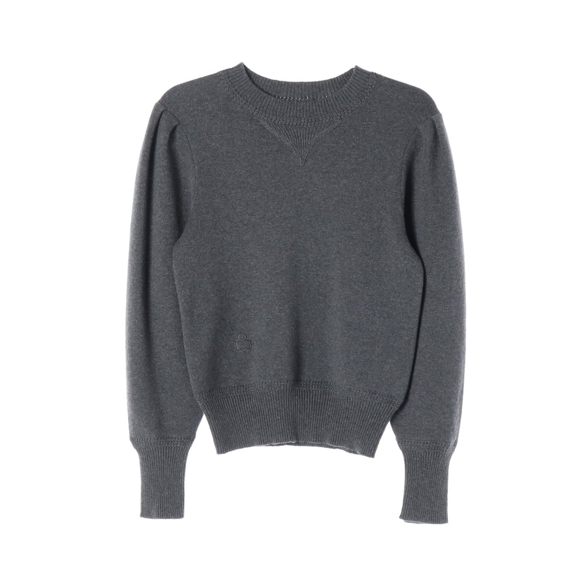 이자벨마랑 그레이 퍼프 소매 긴팔 라운드 울 니트 스웨터