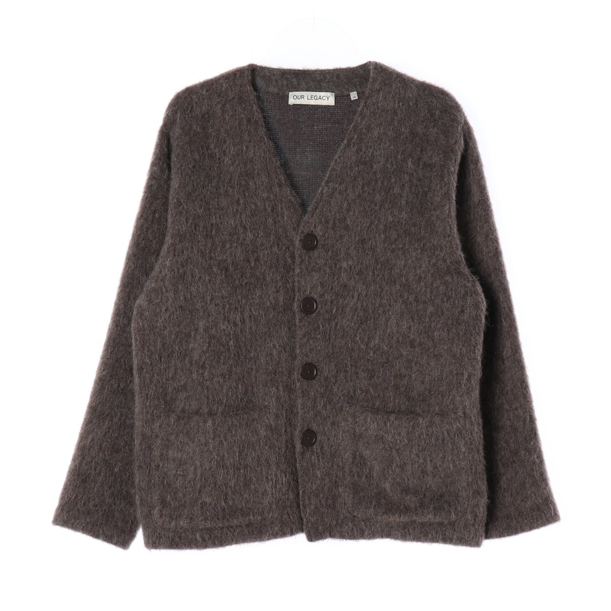 아워레가시 울알파카 브라운 브이넥 오버핏 가디건