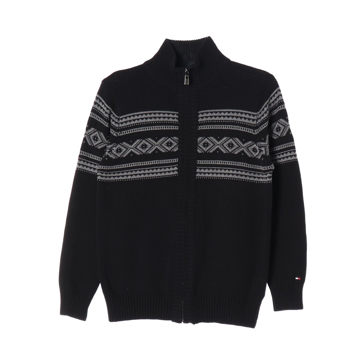 타미힐피거 블랙 노르딕 집업 가디건 재킷