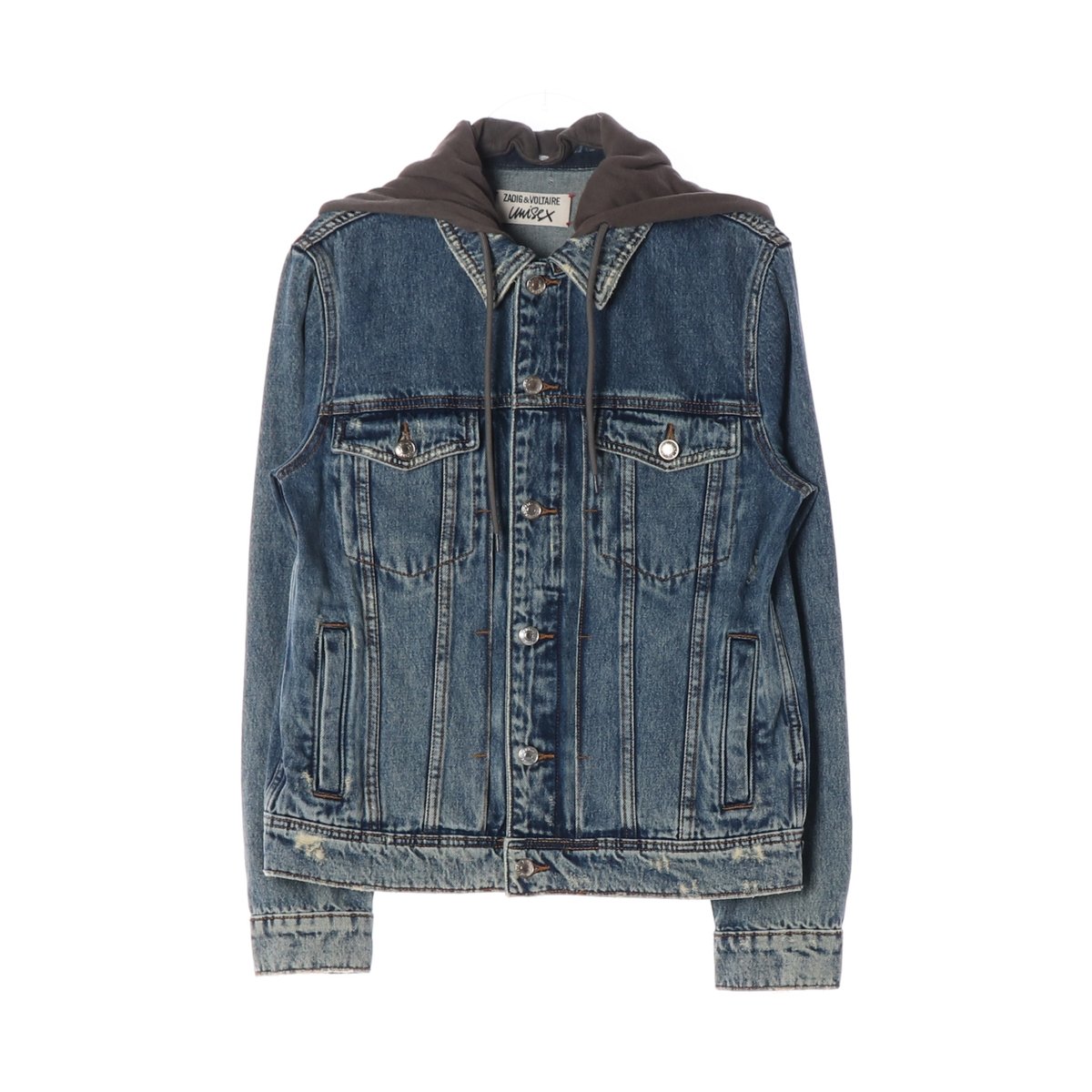 쟈딕앤볼테르 워싱 브라운 탈부착 후드 청자켓 데님재킷