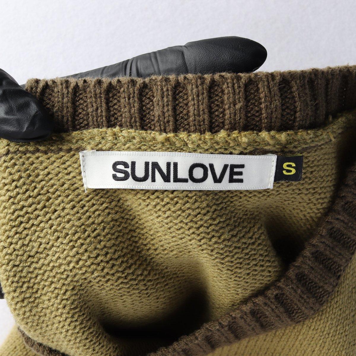 SUNLOVE 썬러브 카키 로고 라운드 니트 조끼 베스트 S 이미지 5