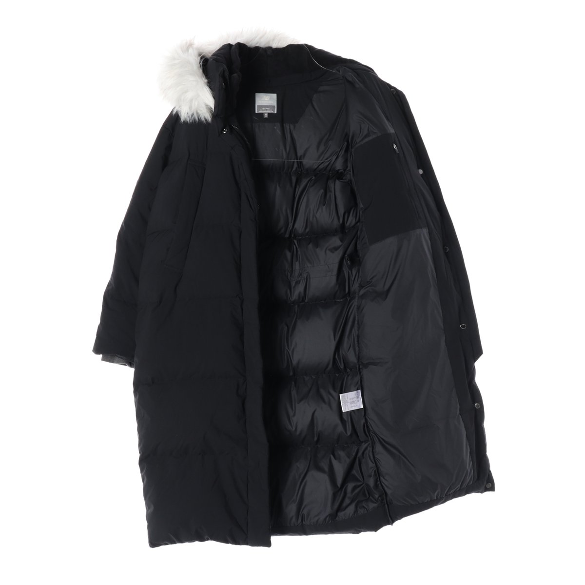 뉴발란스 구스다운 블랙 퍼후드 오버핏 롱 패딩  이미지 2