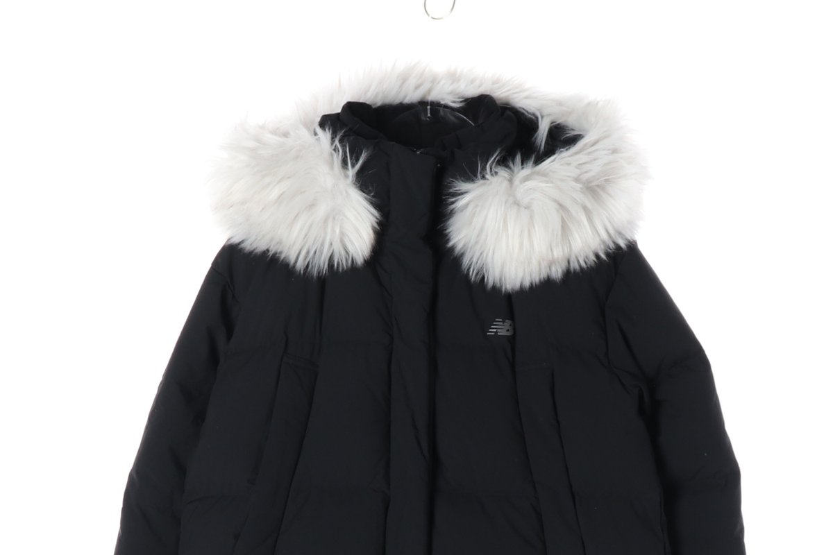 뉴발란스 구스다운 블랙 퍼후드 오버핏 롱 패딩  이미지 4