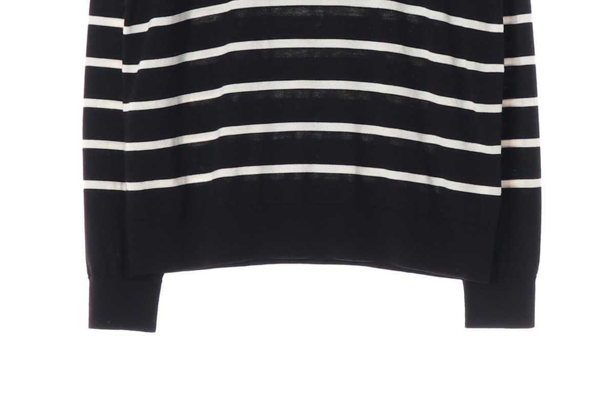 COS 코스 울100% 블랙 스트라이프 하프집업 모크넥 니트 스웨터 XL 이미지 5
