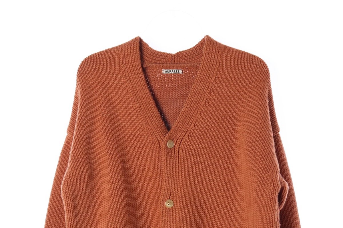 AURALEE 오라리 울100% 오렌지 울 니트 브이넥 가디건  이미지 3