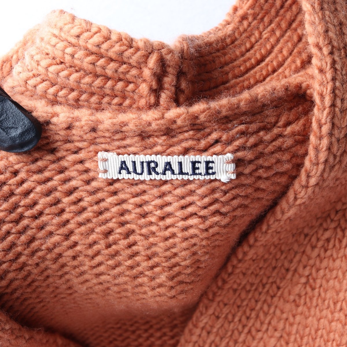 AURALEE 오라리 울100% 오렌지 울 니트 브이넥 가디건  이미지 5