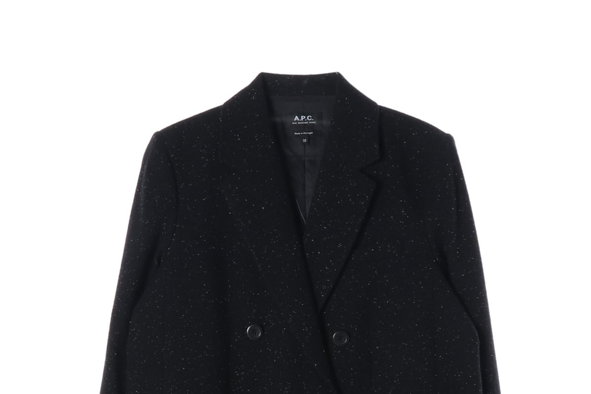 APC 아페쎄 울 실크 펄 더블 블레이저 자켓 재킷 블랙 이미지 4