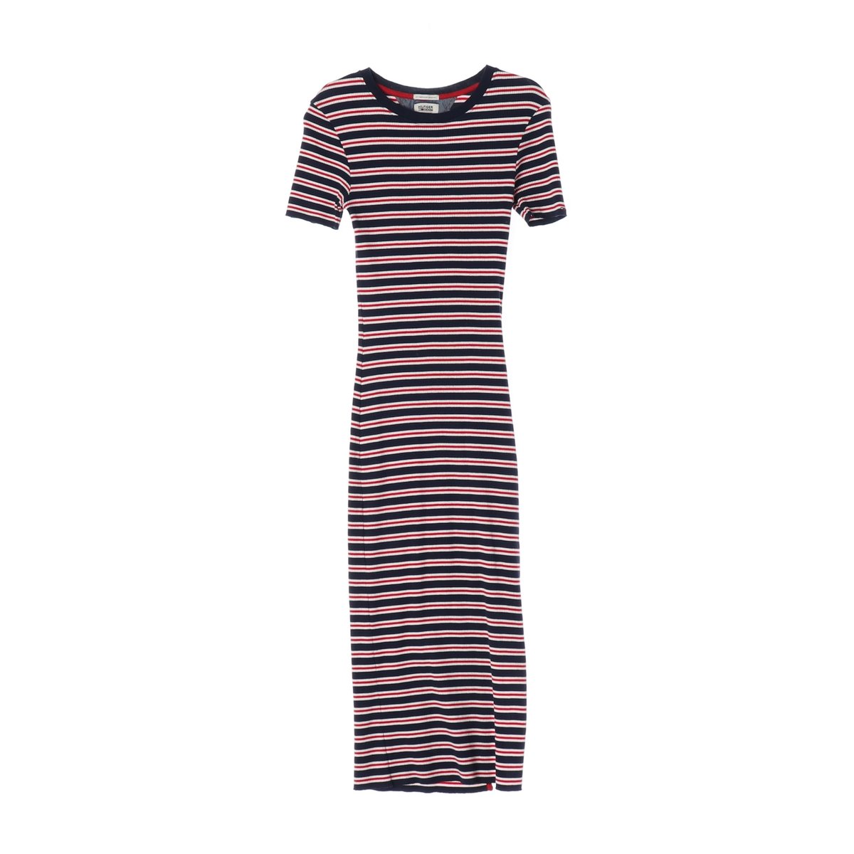 타미 진스 스트라이프 패턴 코튼 슬림핏 롱 원피스