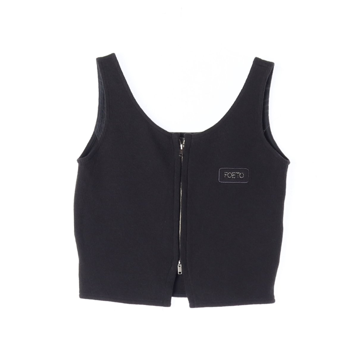 (새상품) 포에토 로고 패치 지퍼 디테일 크롭 조끼 베스트