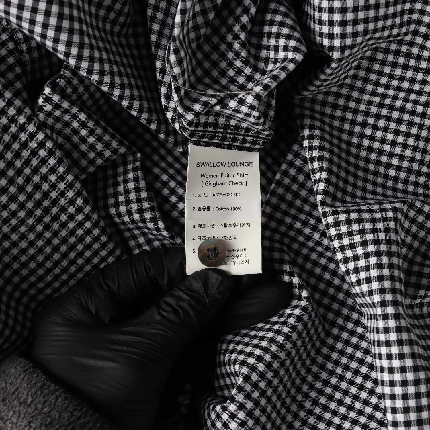 어나더 오피스 우먼 에디터 셔츠 깅엄 체크 셔츠 블랙 M 이미지 4