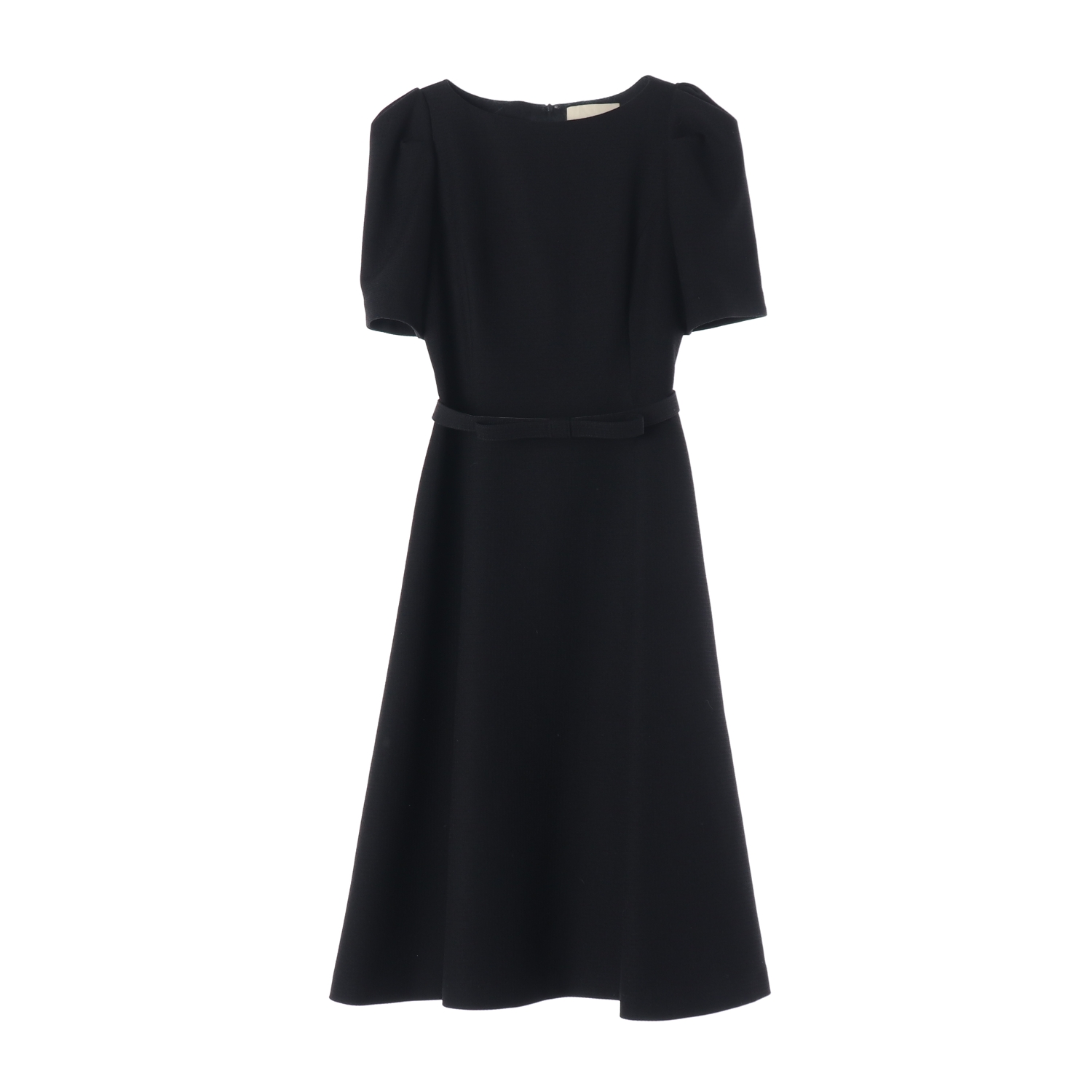 플로움 브리즈 드레스 리본 벨트 퍼프 반팔 플레어 롱 원피스 하객룩