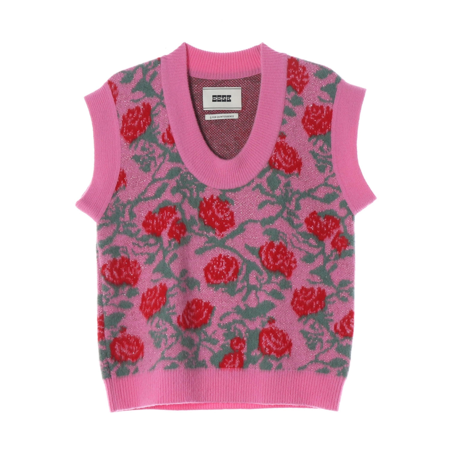 잉크 EENK 라쿤 울 QQ 플로럴 패턴 니트 조끼 베스트